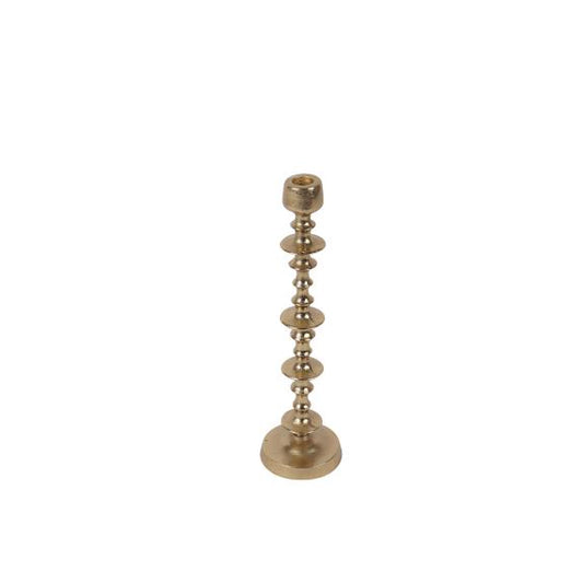 Gold Metal Beaded Candle Holder