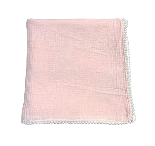 Swaddle Baby Blanket with Pompom Edge 50"x50"