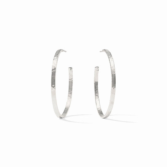 Crescent Hoop Earrings Silver