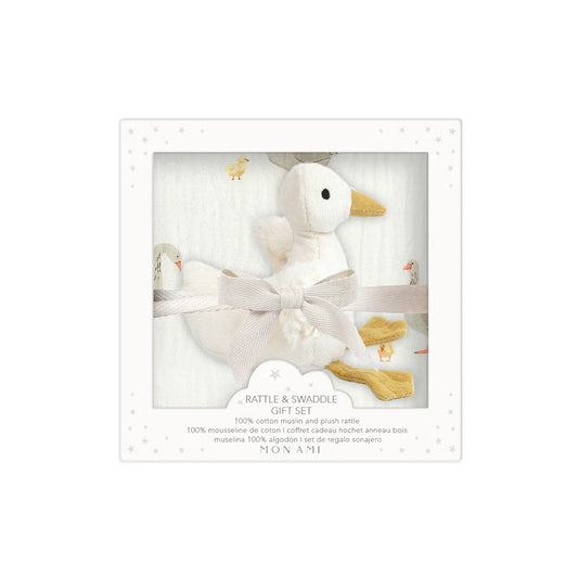 Blanket/Swaddle & Rattle Gift Set
