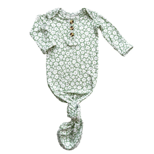 Knotted Baby Gown with Bow Headband