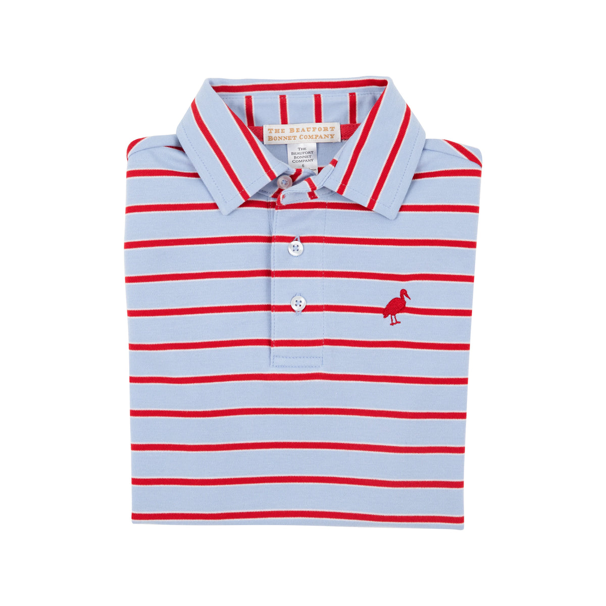 Prim and Proper Polo Broward Blue Stripe Rich Red