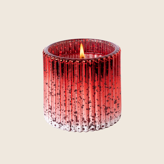 Plaid Ribbed Glass Candle