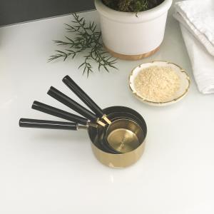 Gold & Black Enamel Handle Measuring Cups Set 4 75005