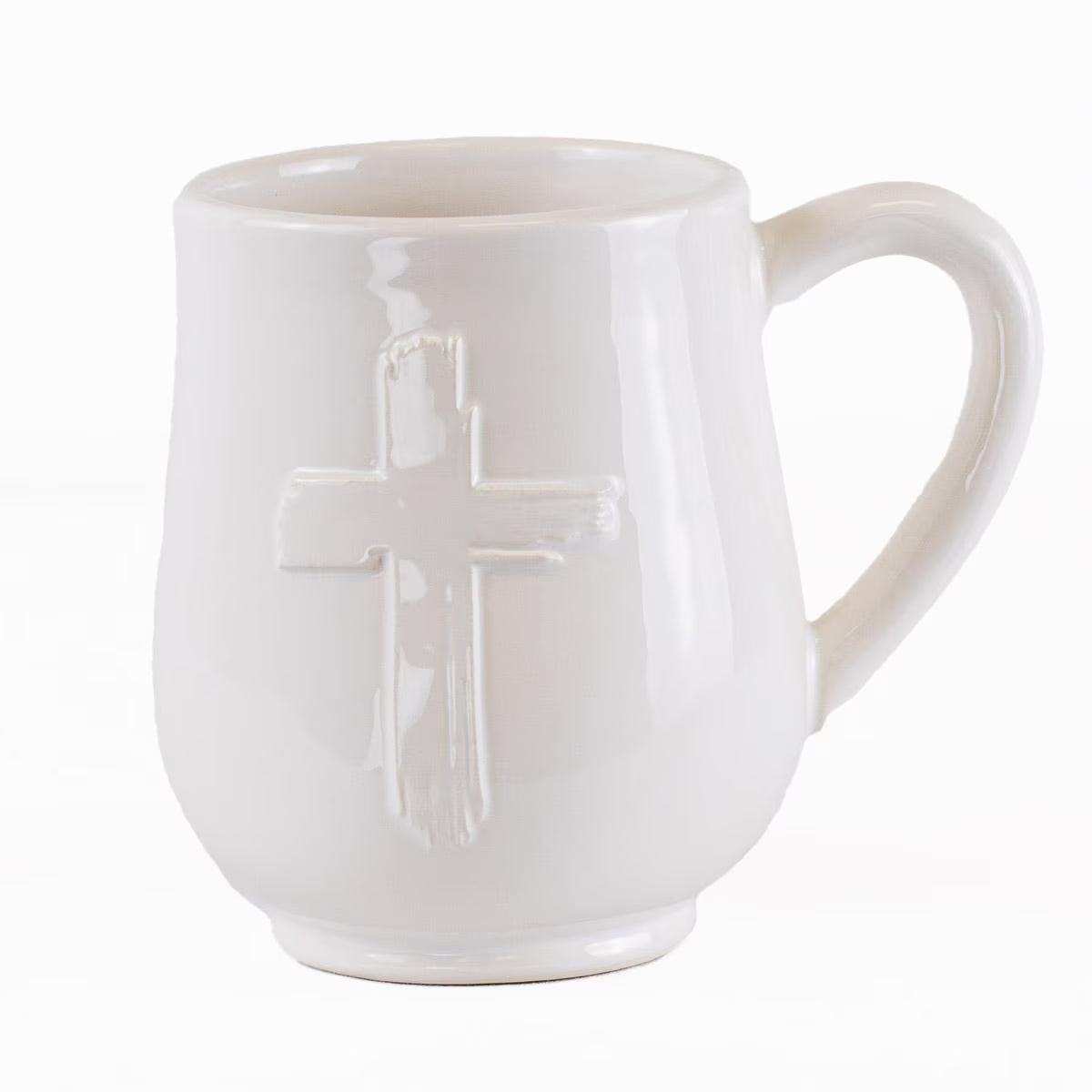 Cross Embossed Coffee Mug White