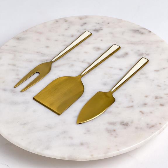 Gld Cheese Set of 3 with White Handles