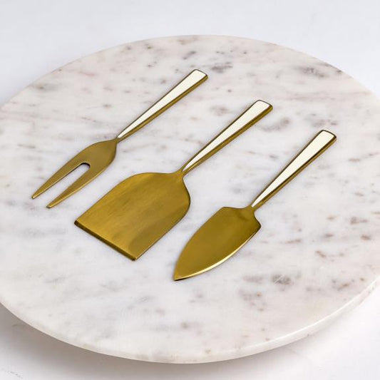 Gld Cheese Set of 3 with White Handles