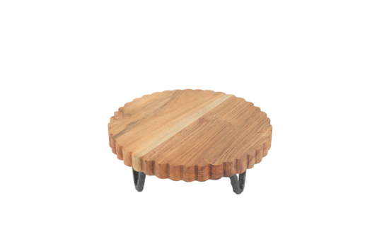 Wood 9" Cake Stand with Scalloped Edges