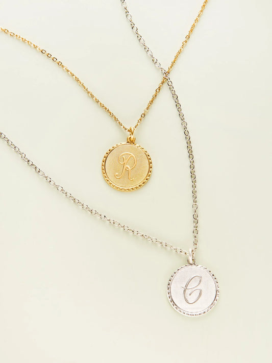Mini Coin Initial Necklace