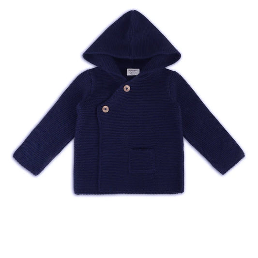Hooded Button & Pocket Sweater Knit Jacket