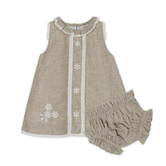 Kate Baby Dress with Bloomer Linen Natural