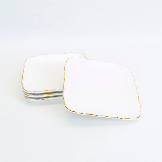 Appetizer Plate Set with Gold Rim