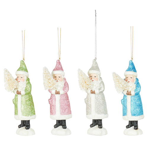 Multicolor Glitter Santa Ornament