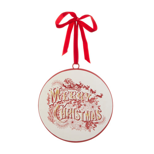 Vintage Merry Christmas Disc Ornament