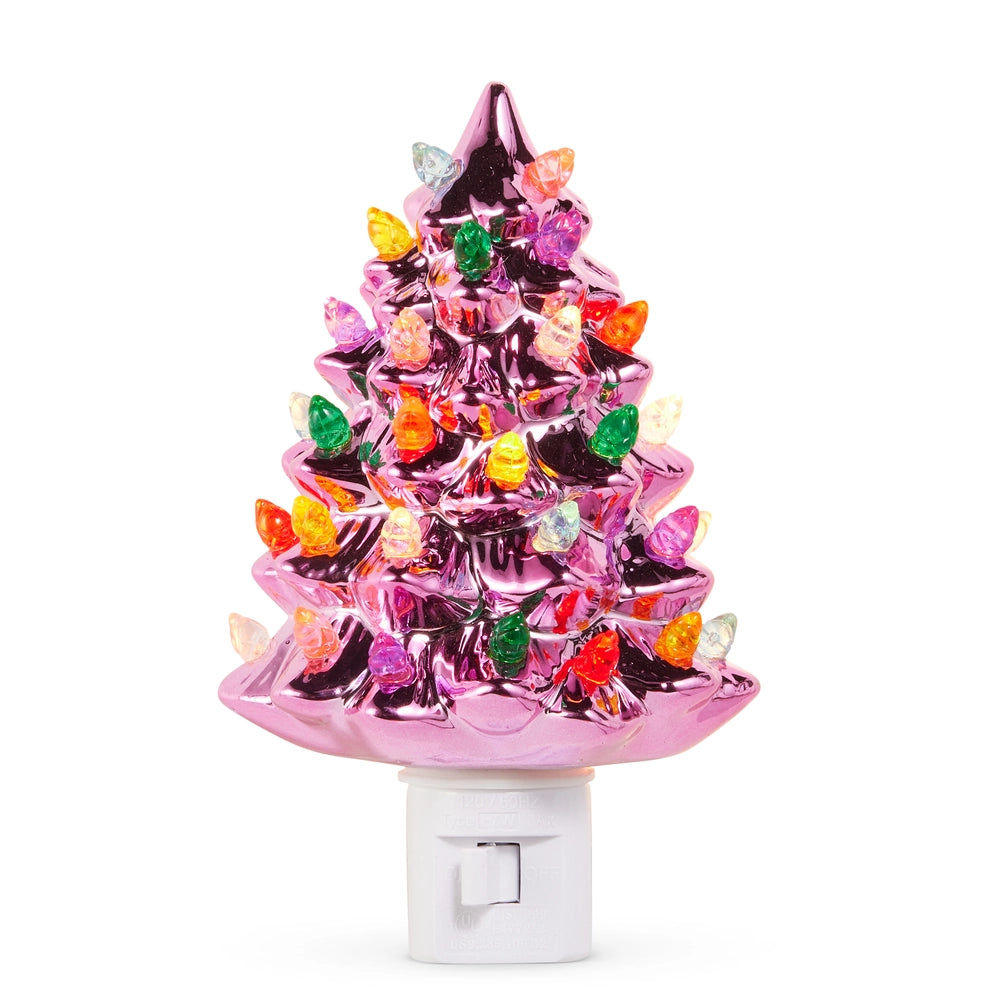 Vintage  Pink Metallic Tree Night Light