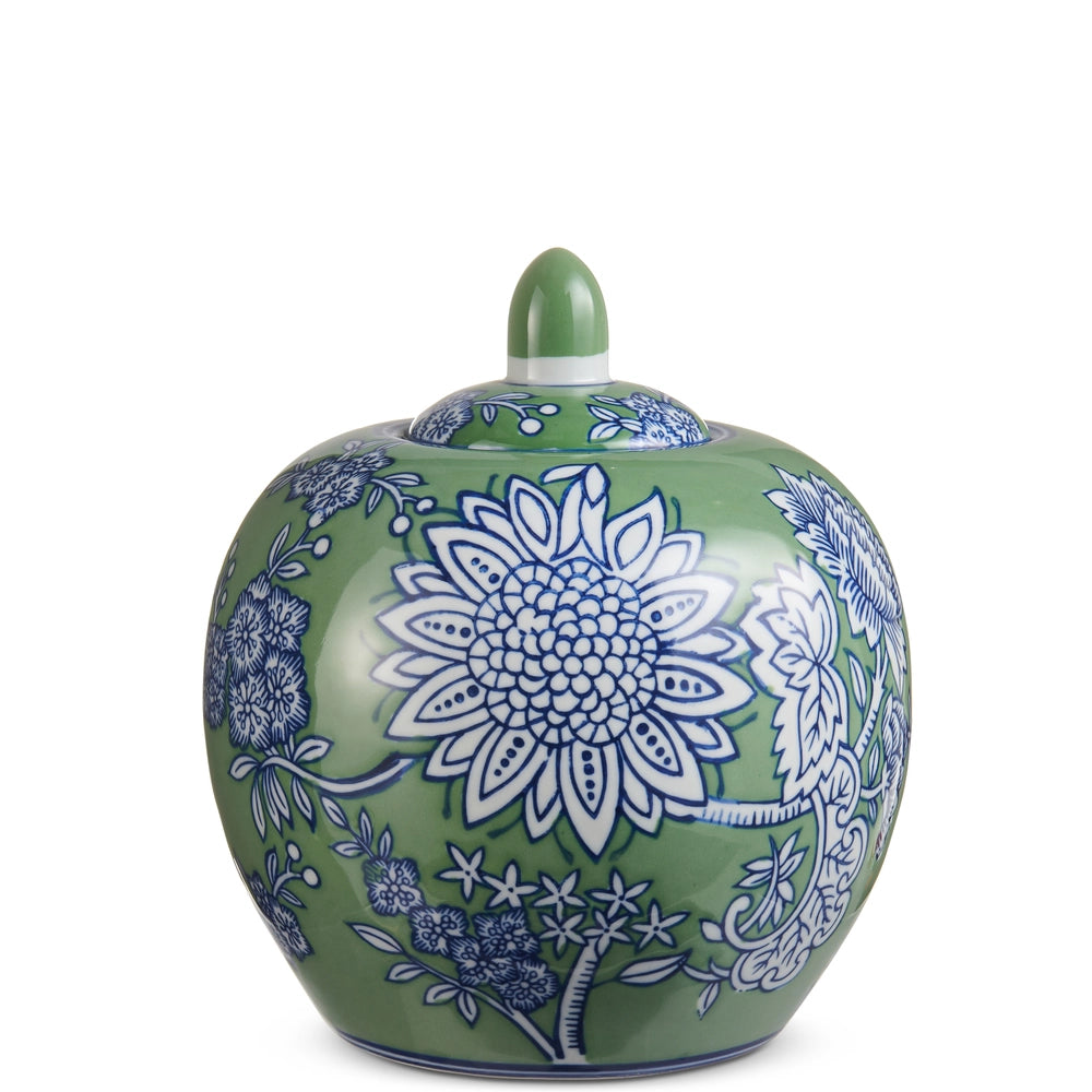 Green and Blue Floral Pattern Jar