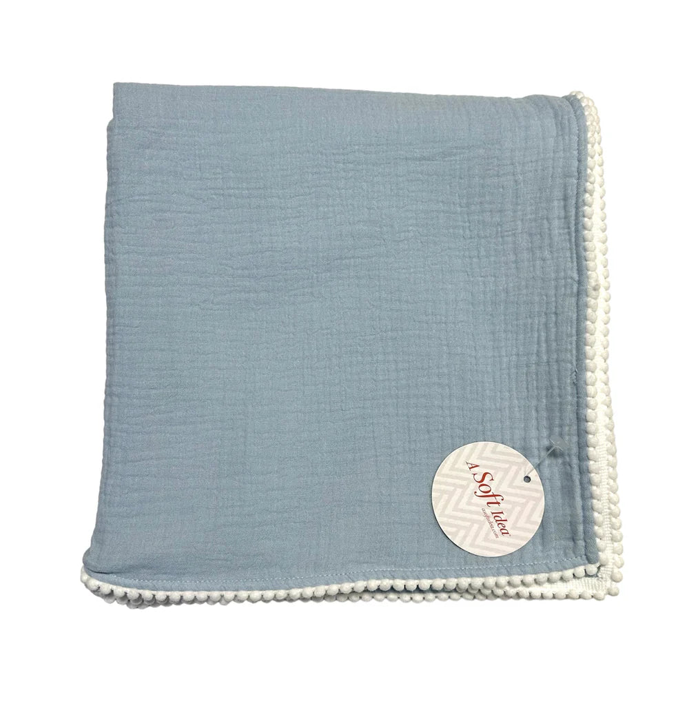 Swaddle Baby Blanket with Pompom Edge 50"x50"