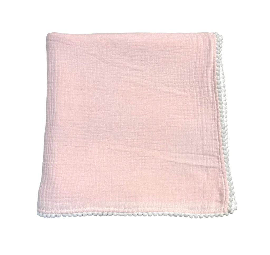 Swaddle Baby Blanket with Pompom Edge 50"x50"