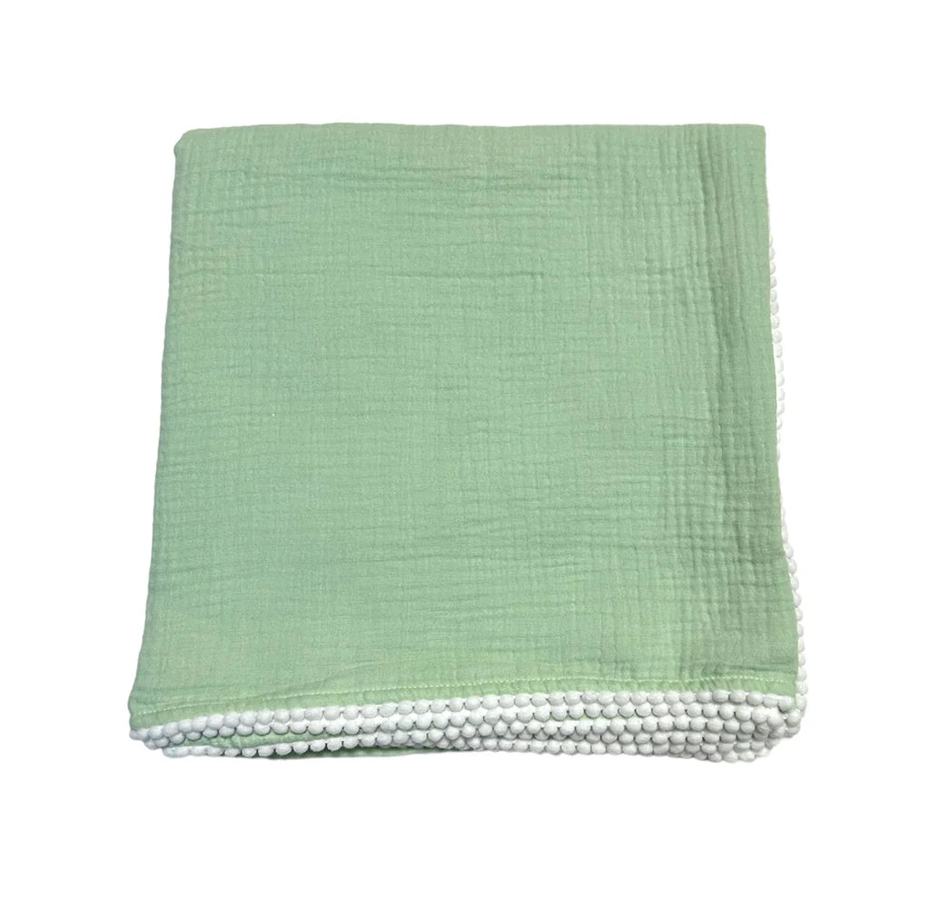 Swaddle Baby Blanket with Pompom Edge 50"x50"