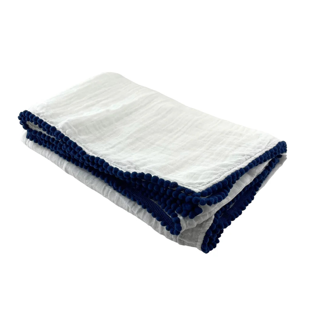 Swaddle Baby Blanket with Pompom Edge 50"x50"