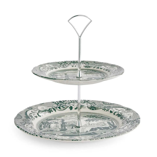 Green Italian 2 Tier Cake Stand