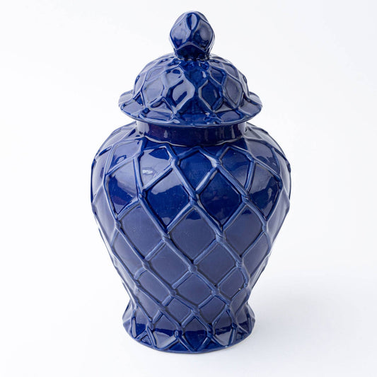 Navy Textured Ginger Jar XL