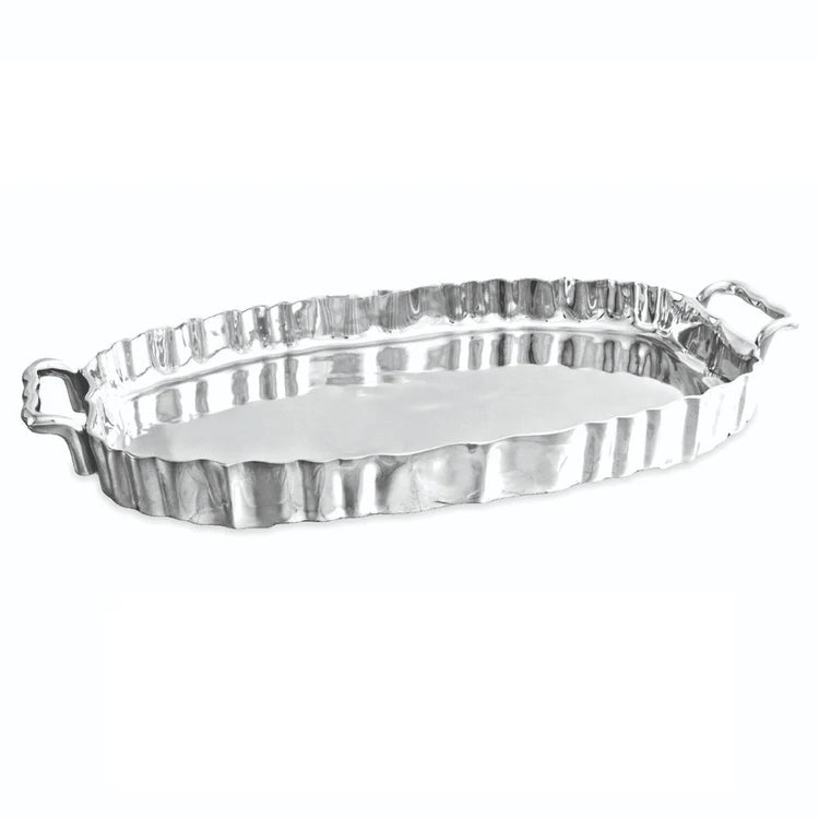 Vintage Fluted Oval Tray with Handles 8968