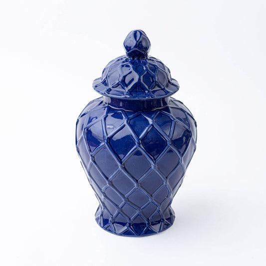 Navy Textured Ginger Jar Large