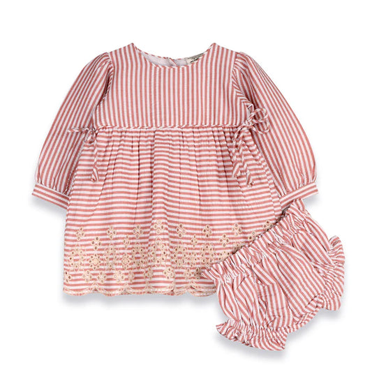 Vivienne Striped Emb. Dress & Bloomer