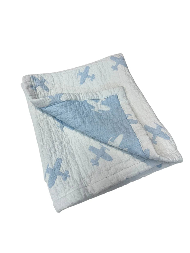 Airplane Baby Blanket 28"x36" Blue