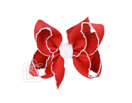 4.5" Large Crochet Edge Bow on Alligator Clip