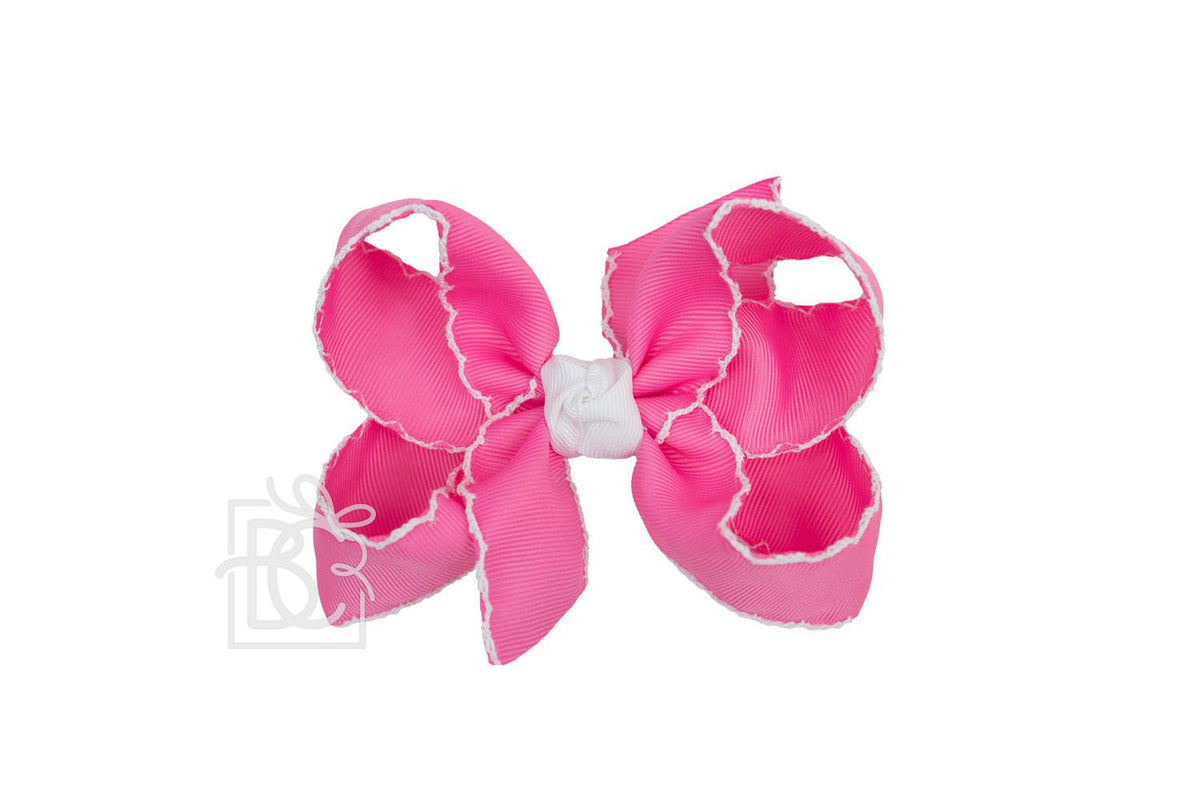 4.5" Large Crochet Edge Bow on Alligator Clip
