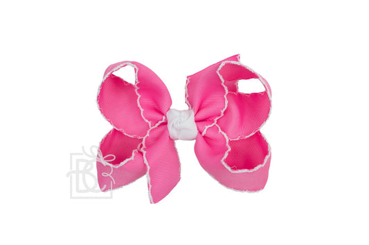4.5" Large Crochet Edge Bow on Alligator Clip