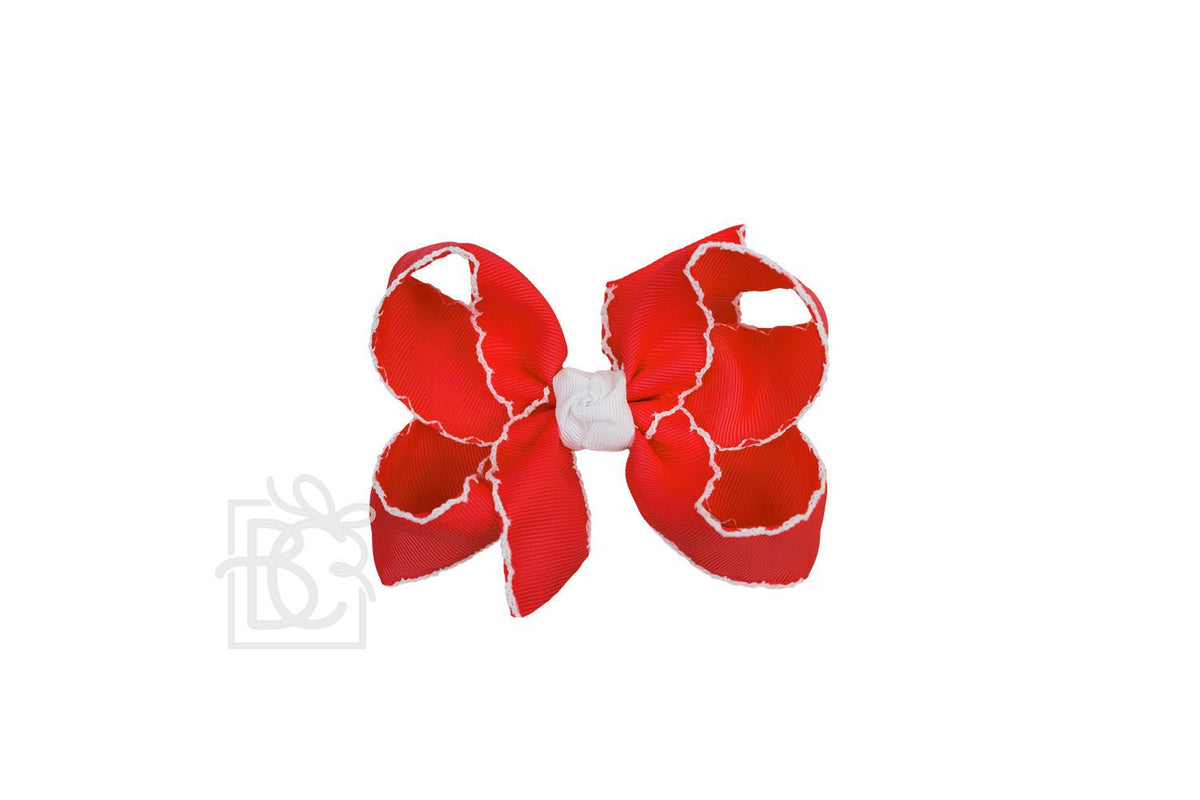 3.5" Large Crochet Edge Bow on Alligator Clip