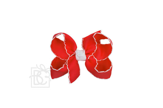 3.5" Large Crochet Edge Bow on Alligator Clip