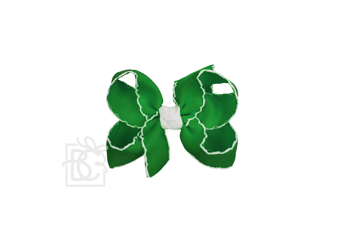 3.5" Large Crochet Edge Bow on Alligator Clip