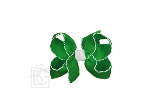3.5" Large Crochet Edge Bow on Alligator Clip