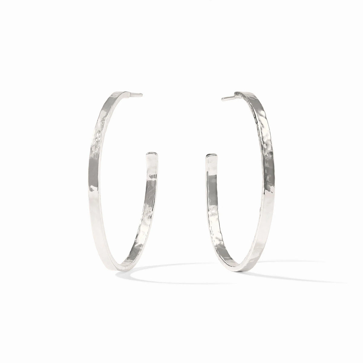 Crescent Hoop Earrings Silver