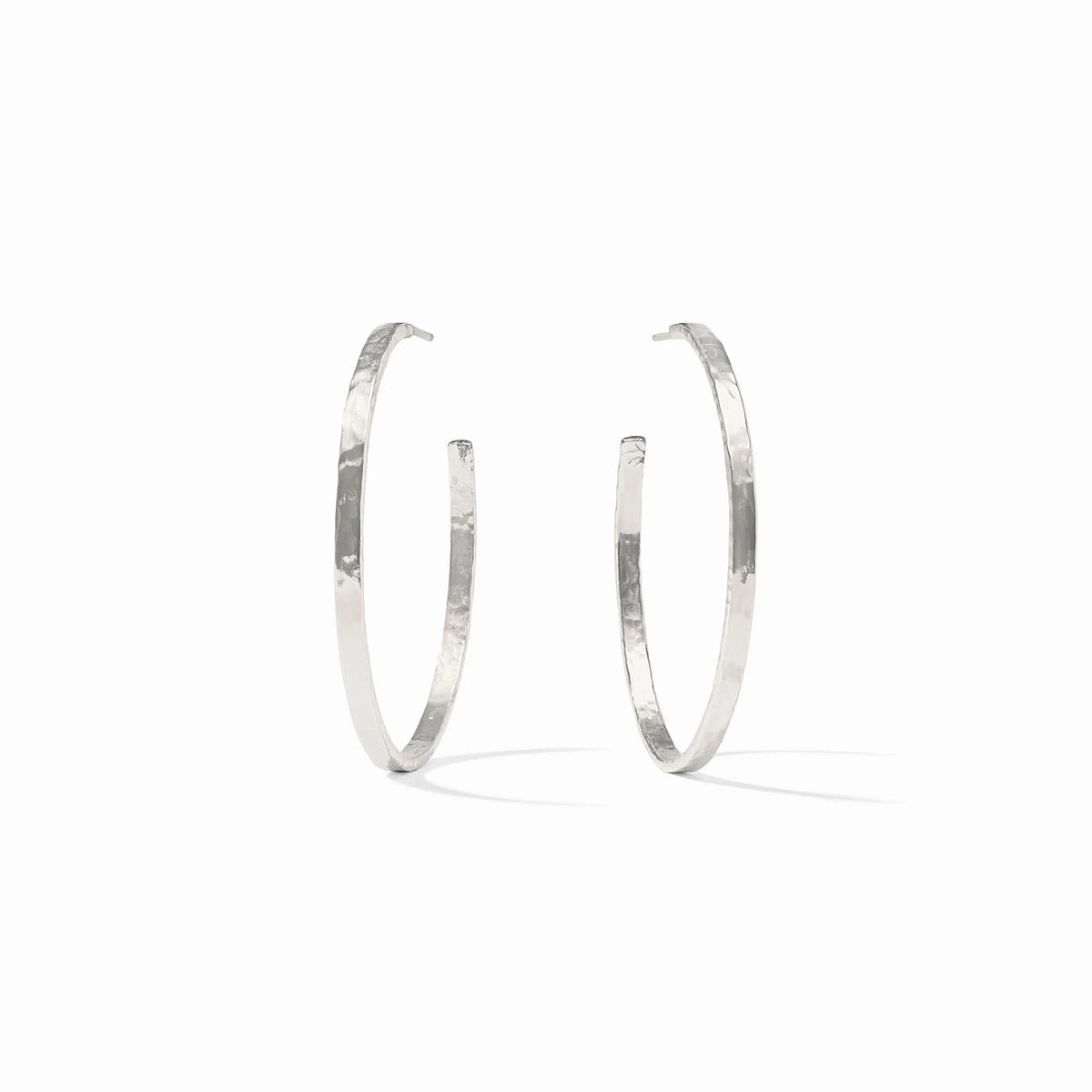 Crescent Hoop Earrings Silver