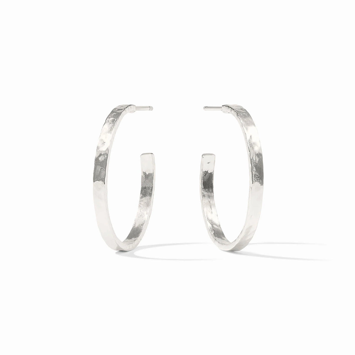 Crescent Hoop Earrings Silver