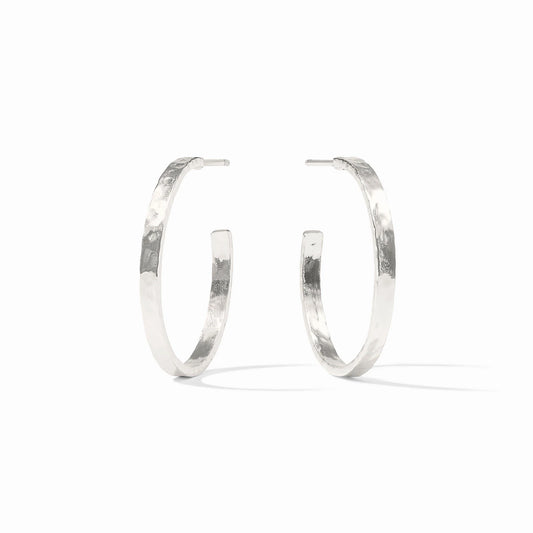 Crescent Hoop Earrings Silver