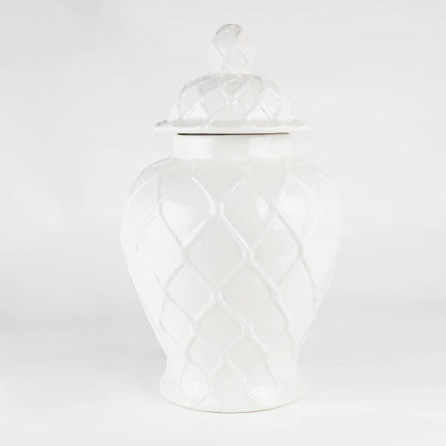 White Textured Ginger Jar XL
