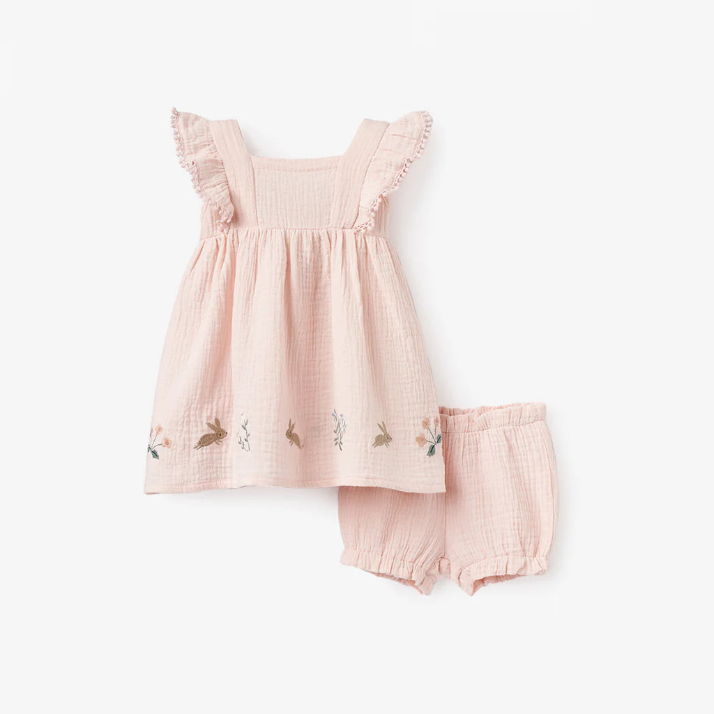 Garden Picnic Organic Muslin Dress w/ Bloomer