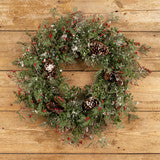 Snow Flurry Wreath with Red Berries & Bow