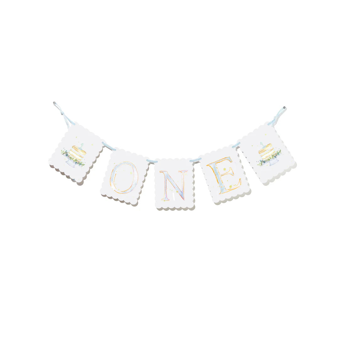 "One" Highchair Banner with Cake End Pieces