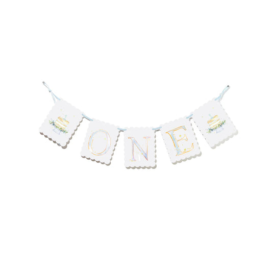 "One" Highchair Banner with Cake End Pieces