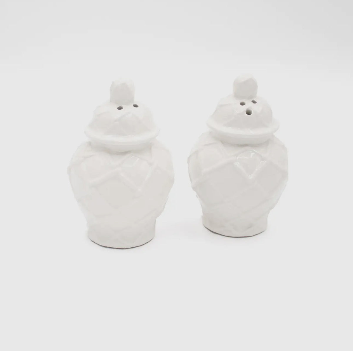 White Textured Ginger Jar S&P Set