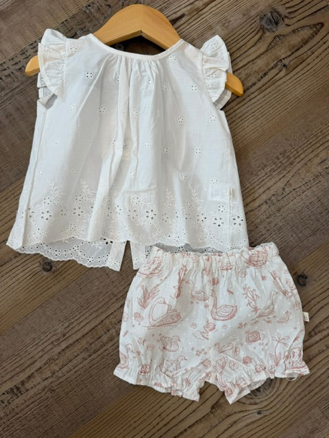 Eyelet Top with Swan Toile Bloomers