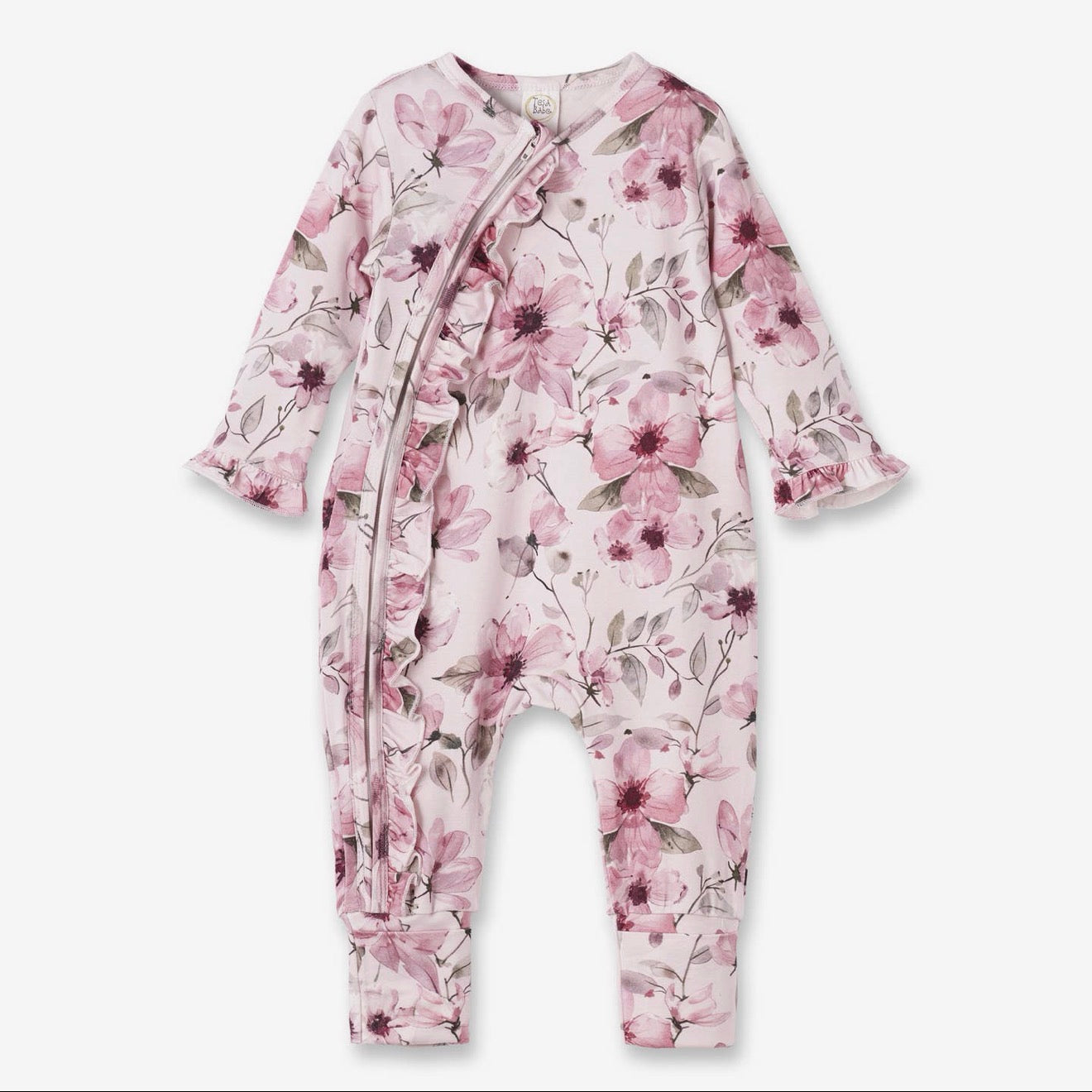 Bamboo Zipper Baby Romper with Ruffles