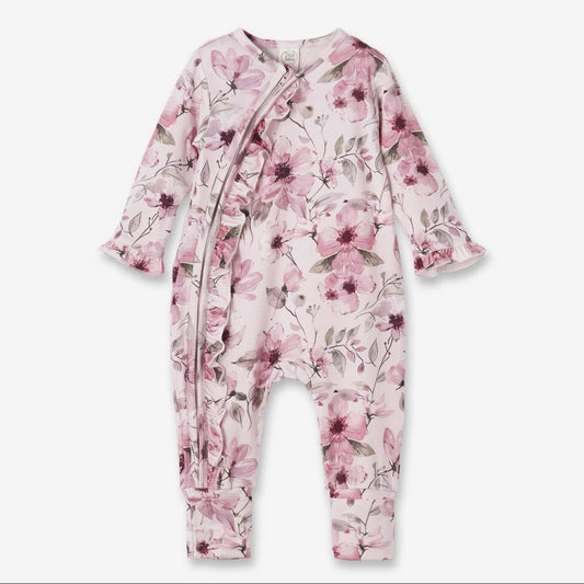 Bamboo Zipper Baby Romper with Ruffles